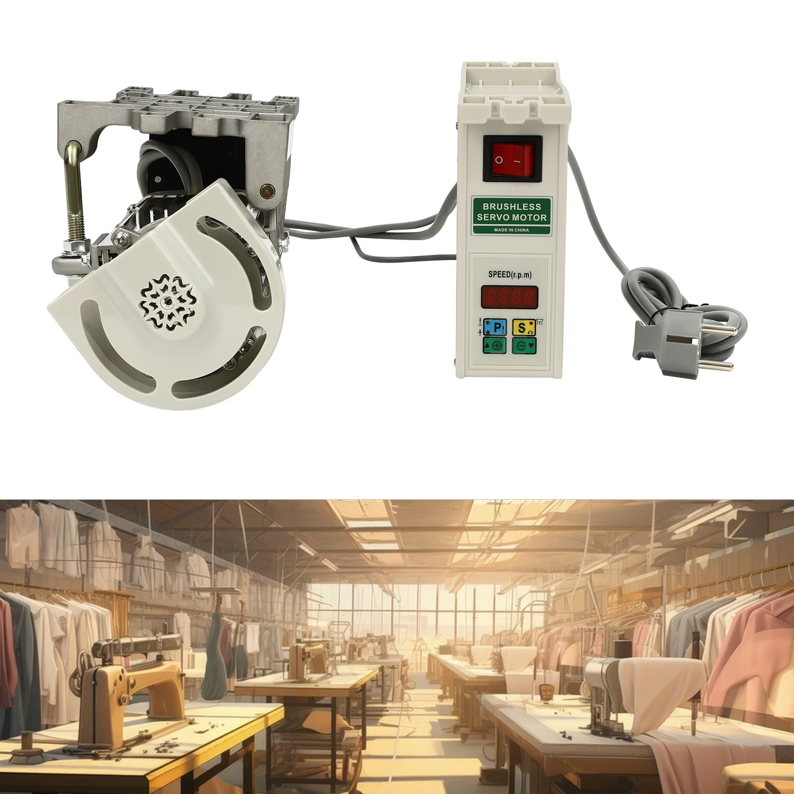 600W Industrial Sewing Machine 220V Brushless Servo Motor, Split Motor and Controller for Light to Heavy-Duty Work 500-4500RPM