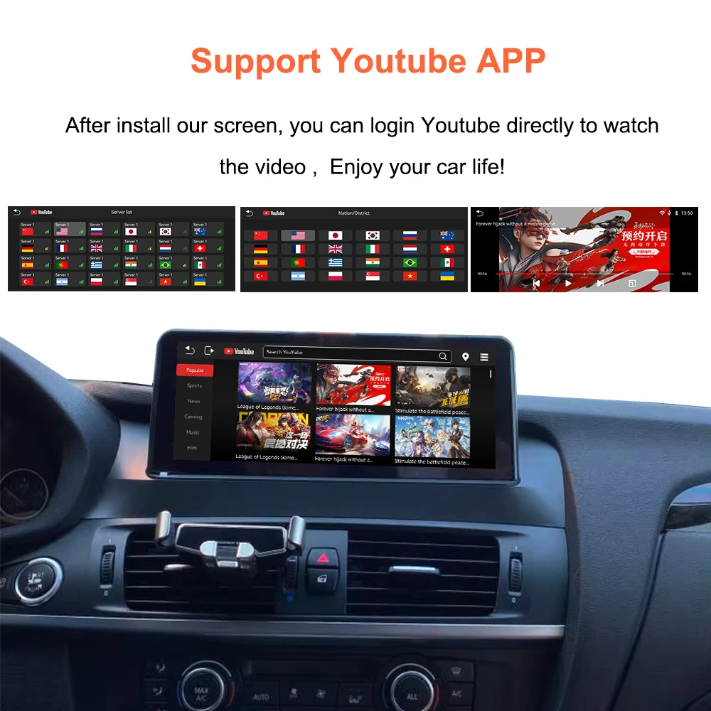 Linux multimedia touch screen without thread CarPlay Bonroad 10,25 inches for BMW X3 F25 X4 F26 2011-2017 CIC NBT Android Auto Mirror Link