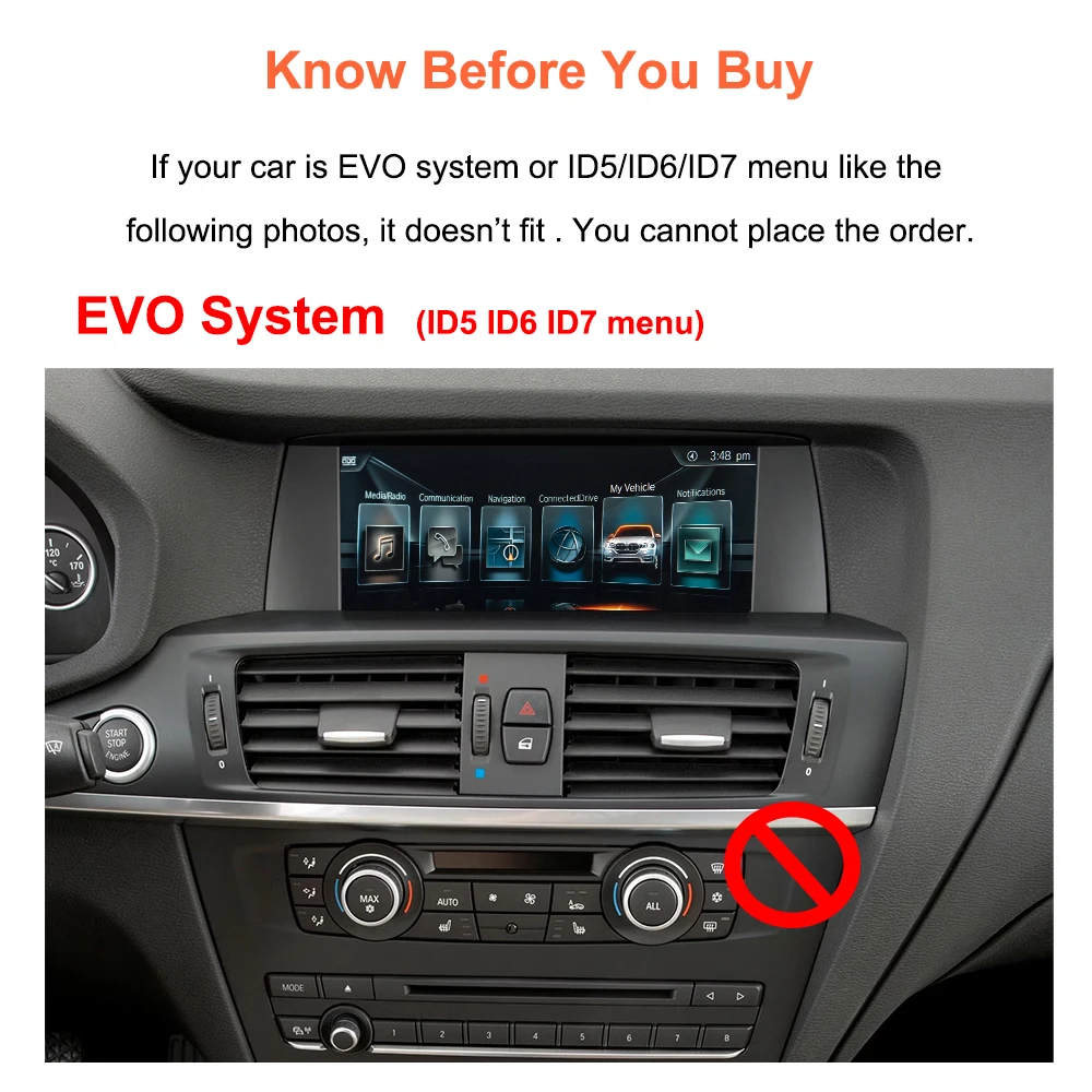 Linux multimedia touch screen without thread CarPlay Bonroad 10,25 inches for BMW X3 F25 X4 F26 2011-2017 CIC NBT Android Auto Mirror Link