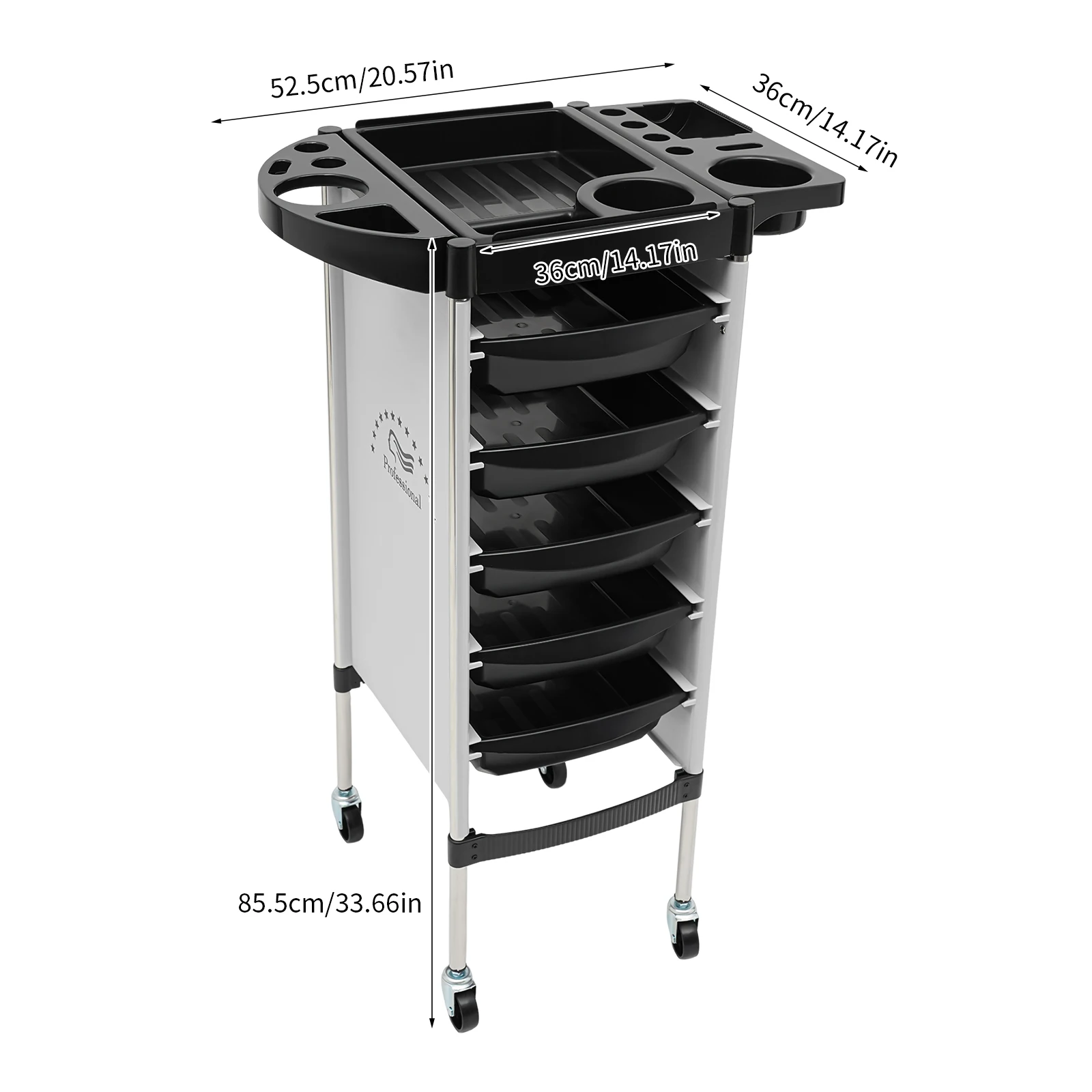 6-Tier Drawer-Type Multi-Functional Salon Trolley Salon Trolley Cart with Wheels, Hairdressing Shelf Rolling Storage Tray Cart