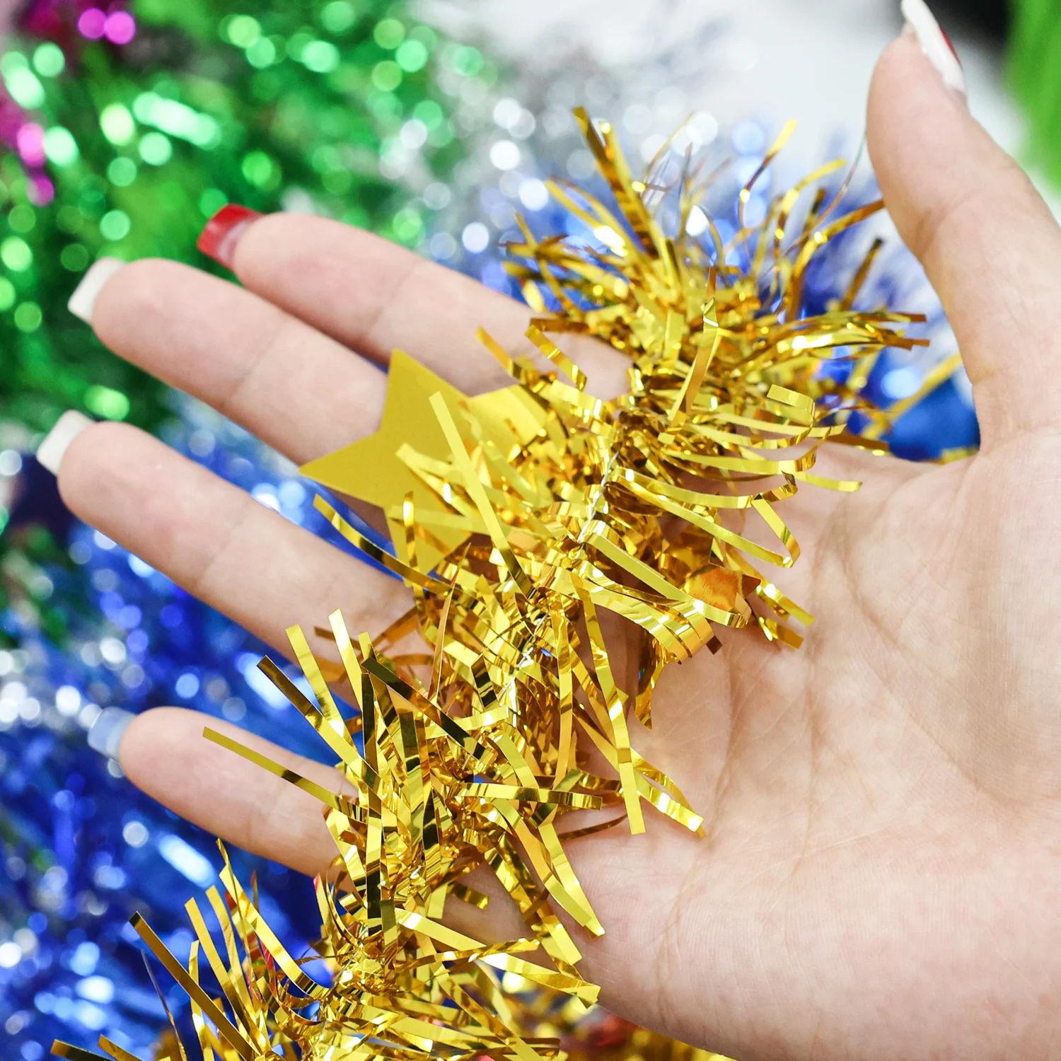 20/2M Tinsel Garland Shimmering Hanging Decorations for New Year and Christmas Tree Festive Party Ribbon New Year Decor Supplies