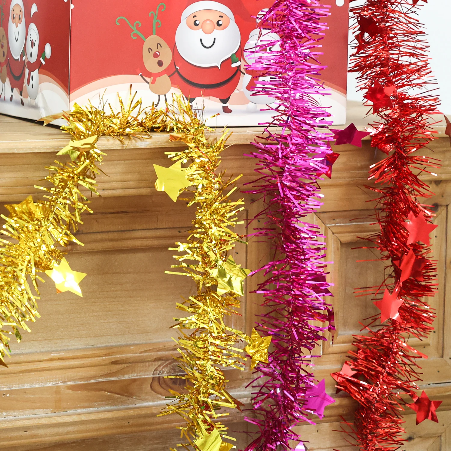 20/2M Tinsel Garland Shimmering Hanging Decorations for New Year and Christmas Tree Festive Party Ribbon New Year Decor Supplies