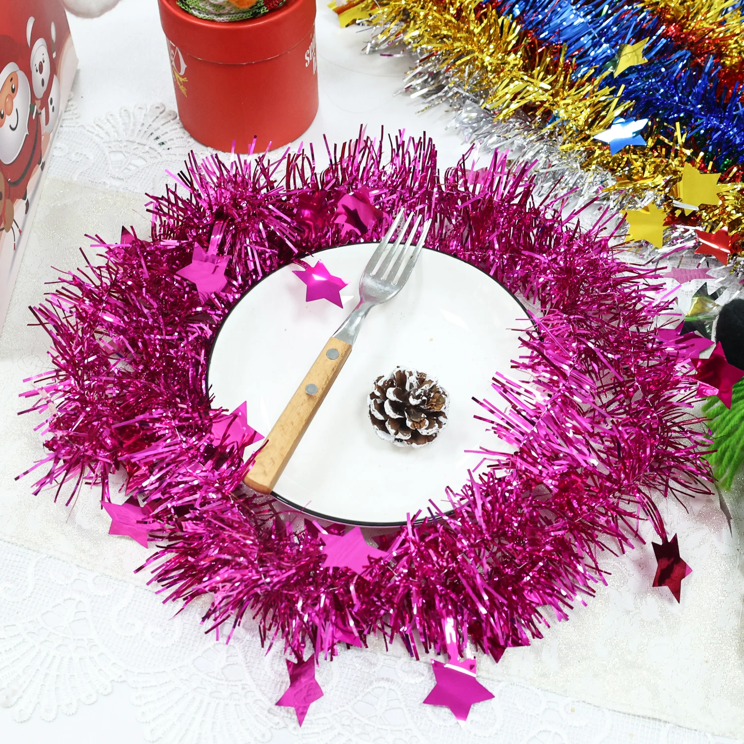 20/2M Tinsel Garland Shimmering Hanging Decorations for New Year and Christmas Tree Festive Party Ribbon New Year Decor Supplies