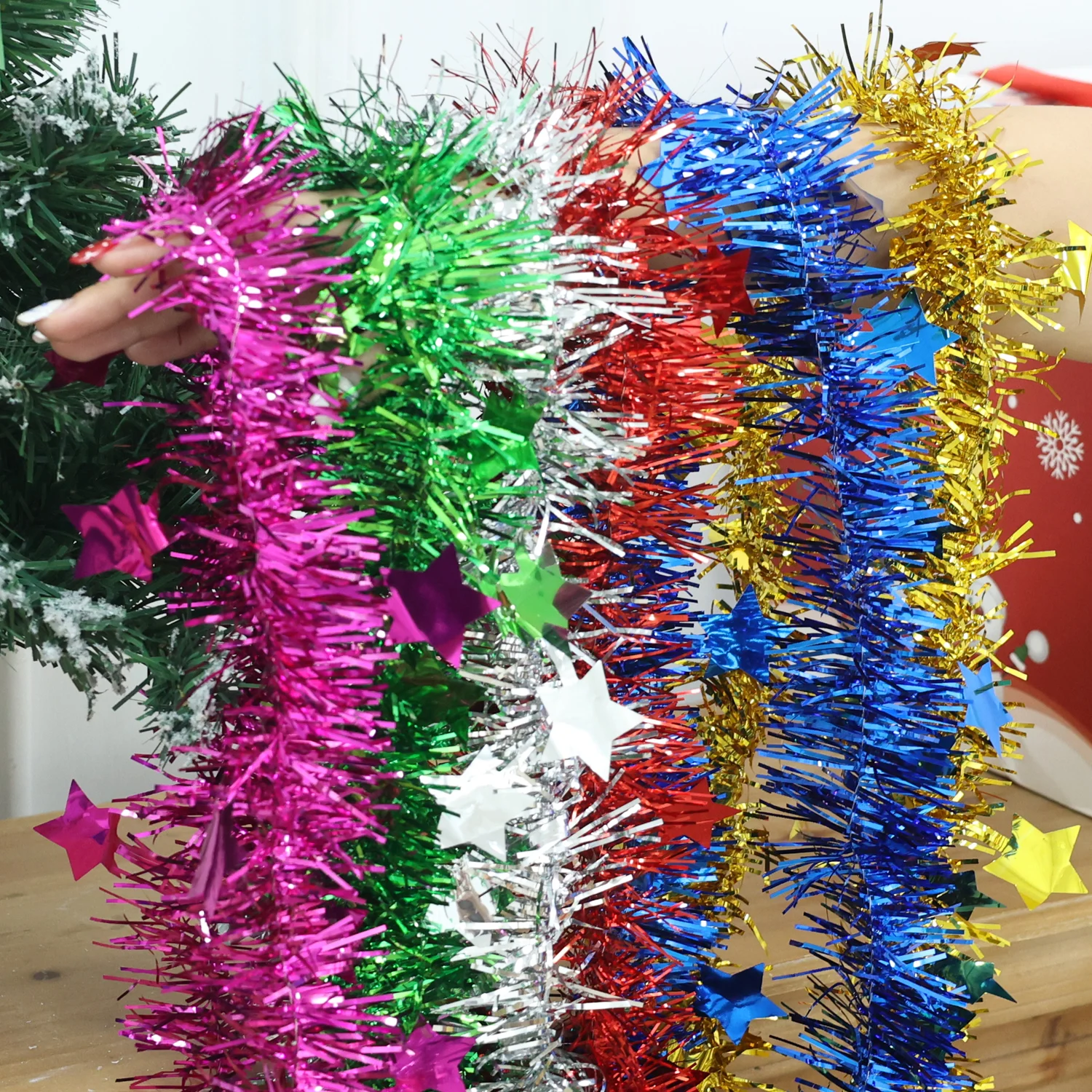 20/2M Tinsel Garland Shimmering Hanging Decorations for New Year and Christmas Tree Festive Party Ribbon New Year Decor Supplies