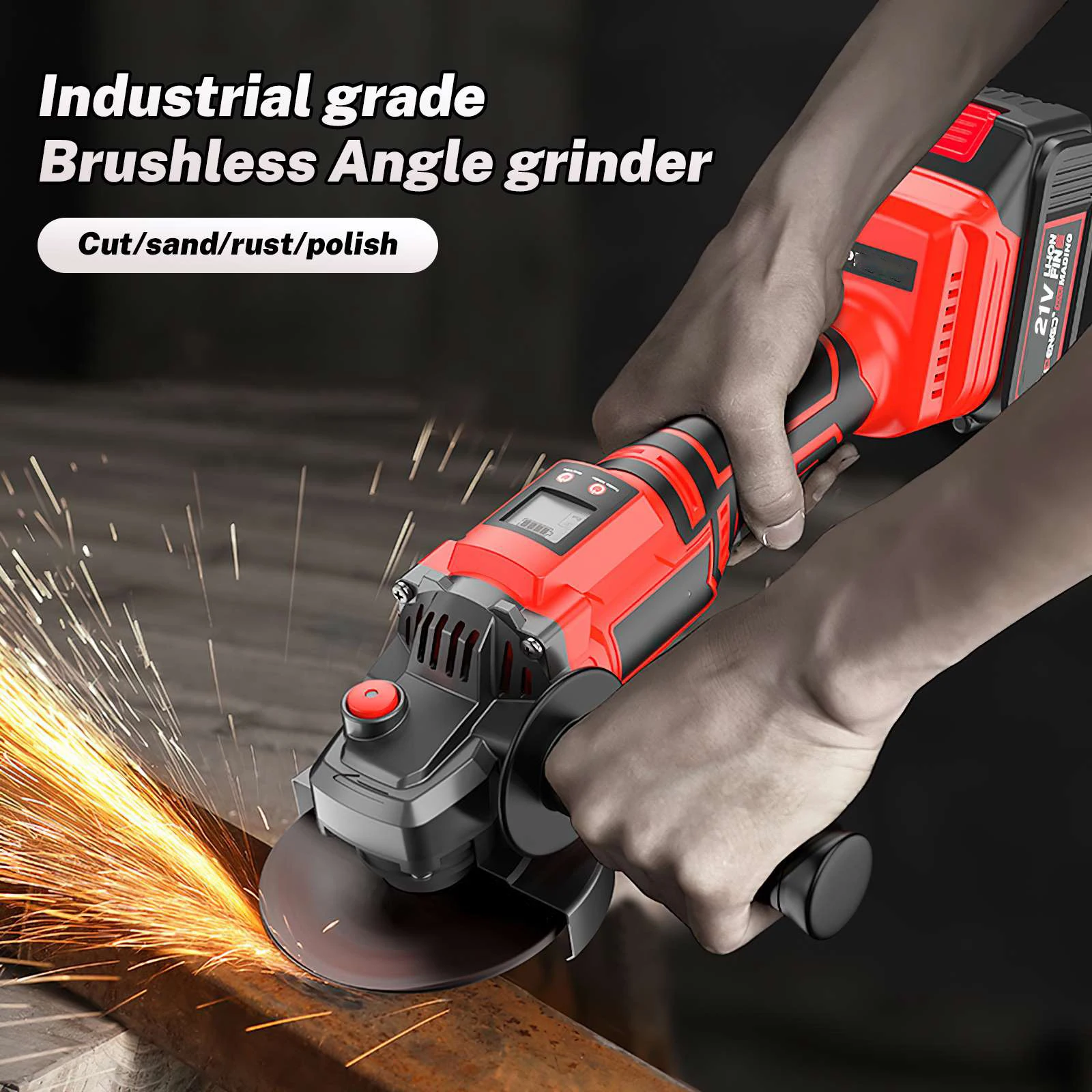 125mmBrushless Electric Cordless Angle Grinder Cutting Polishing Machine Speed Digital Display Power Tool For Makita 21V Battery
