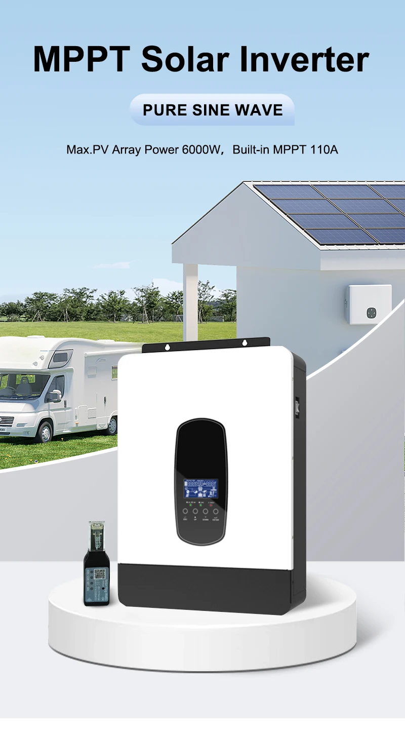 4KW 24V 100A Hybrid Solar Inverter 230VAC Off Grid Pure Sine Wave 500VDC 50/60Hz Solar Controller With WIFI Built-in BMS 