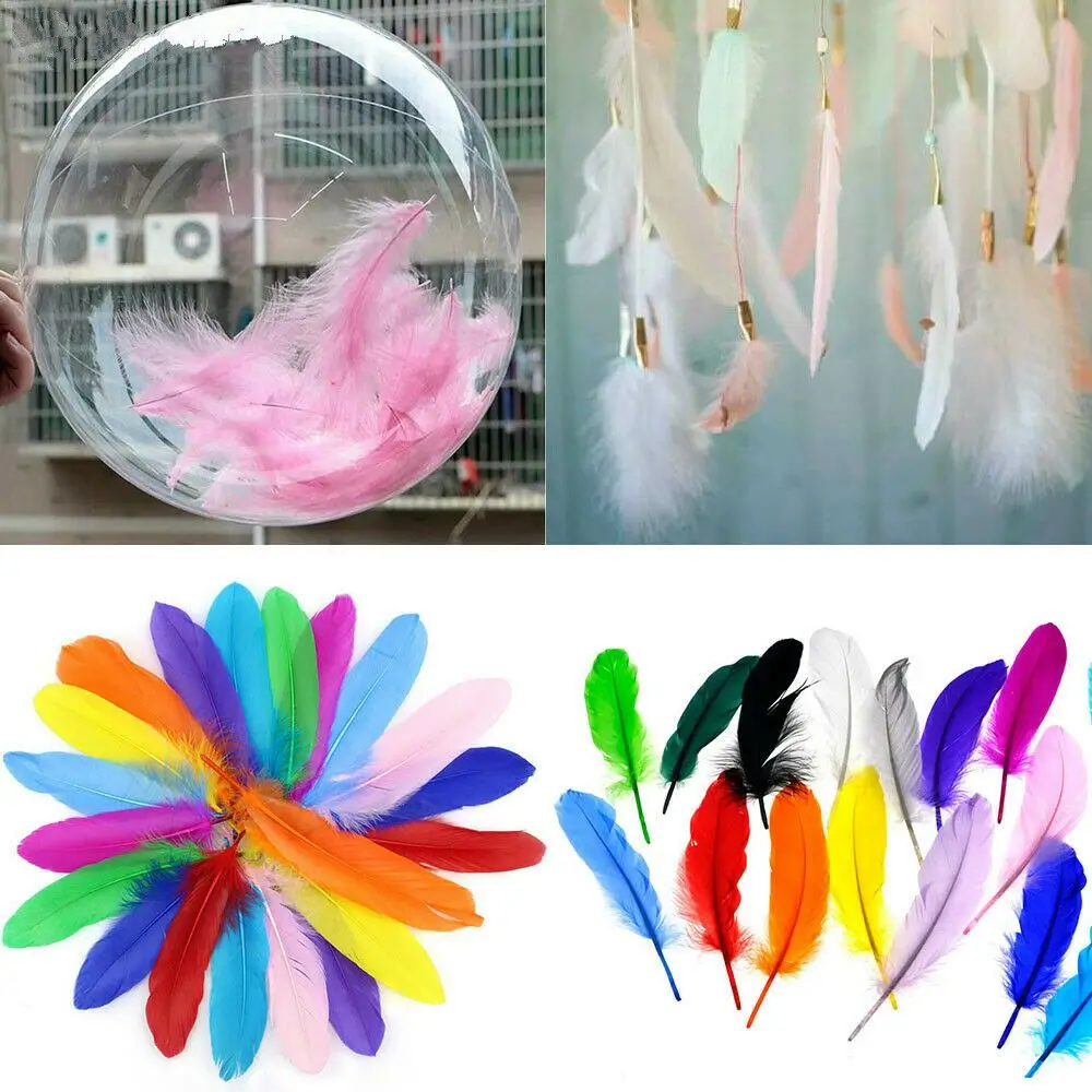20-1000pcs Natural Big Goose Feather Craft Jewelry Carnival Party 15-20CM Colorful Goose Feather for Home Handicraft Decor Plume