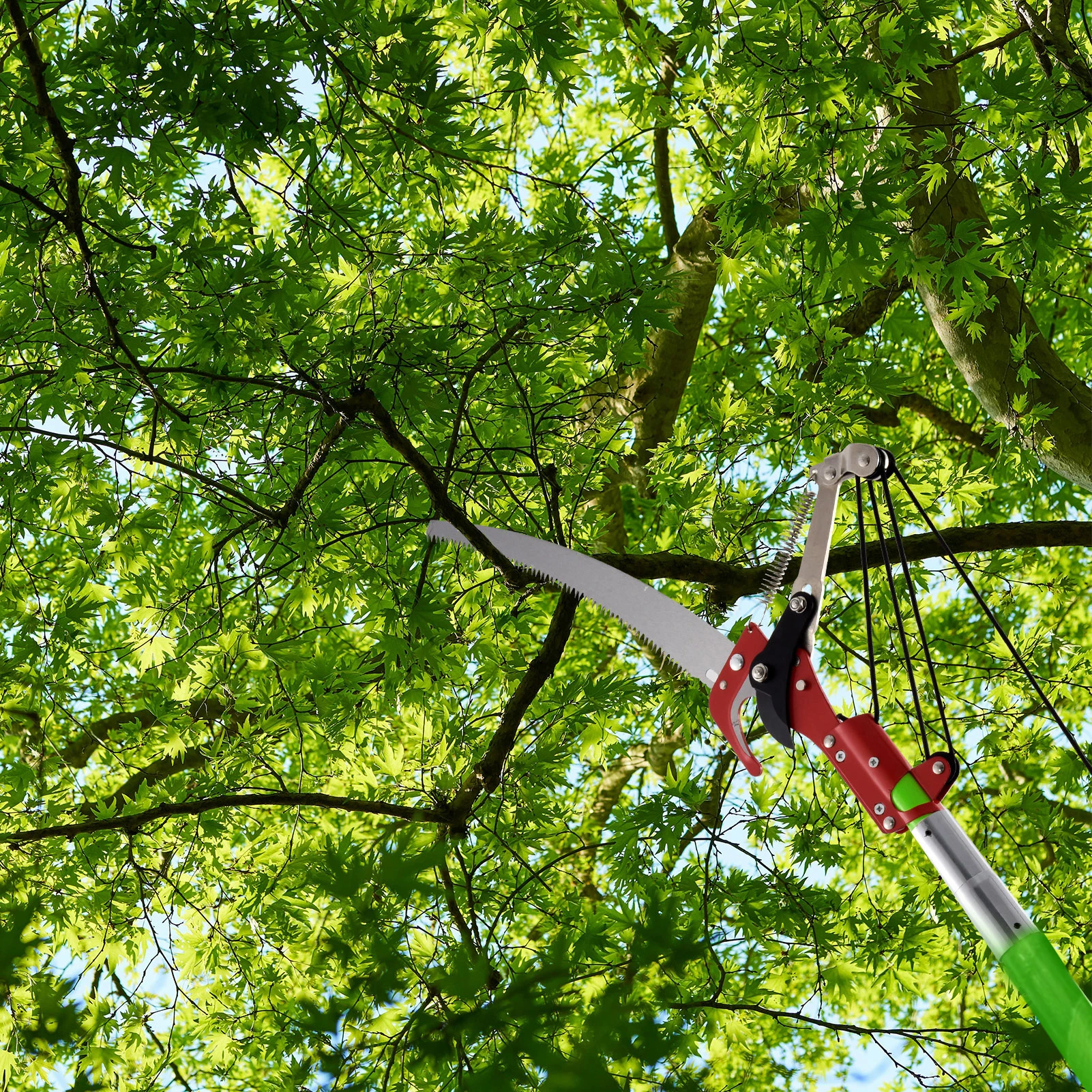 Tree Pole Saw Long Pole Saw Adjustable Length Pole Pruner High Reach Pole with Carry Bag, Manual Pole Saw