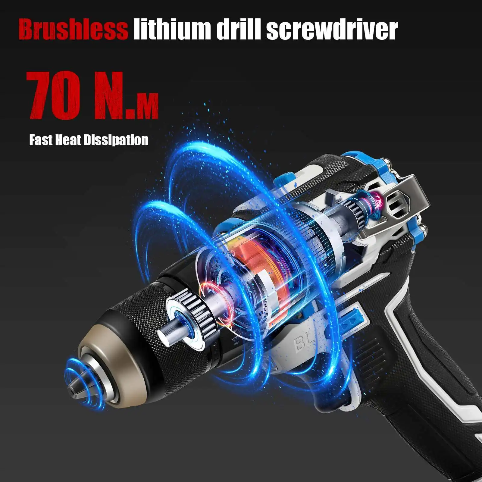 Cordless Impact Screwdriver Handheld Drill Power Tool 25+1 Torque Setting 2 Gear Speed Electric Screwdriver With 2 Batteries