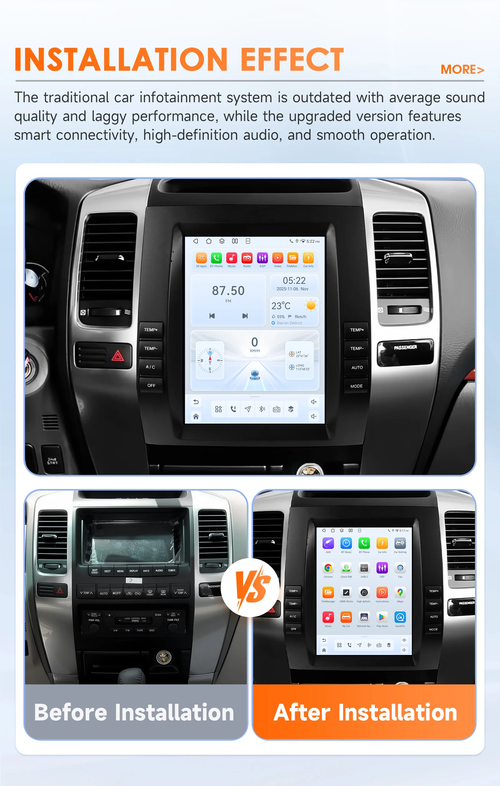 9.7'' Car Radio Multimedia Player for Toyota Land Cruiser Prado 120 Lexus GX470 2002-2009 Car GPS Wireless Carplay 6115 HeadUnit