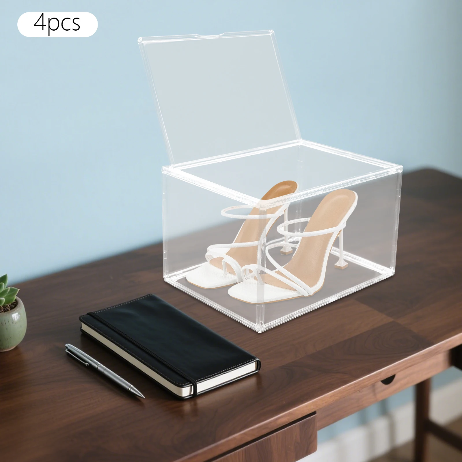 Modern 4Pcs Clear Handbag Storage Organizer PET Stackable Storage Display Boxes for Bedrooms, Walk-in Closets