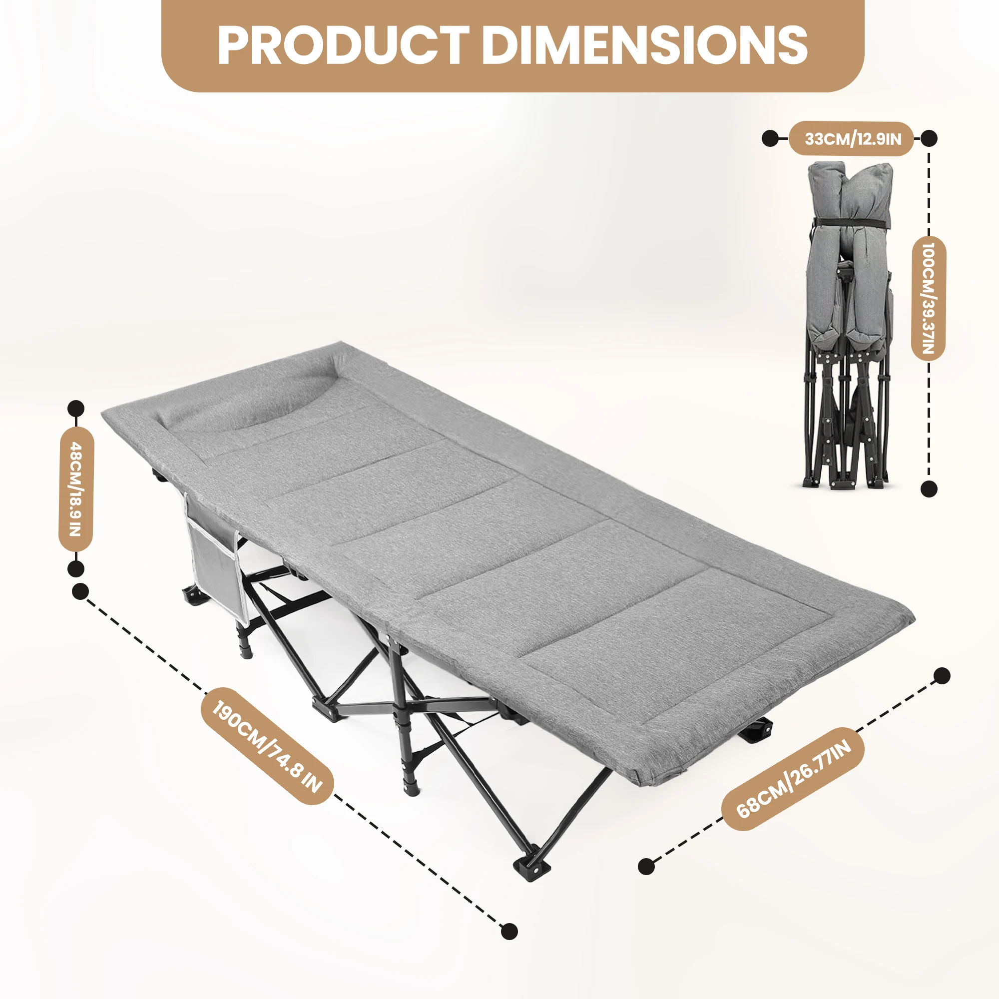 Camping Cot Sun Loungers Portable Folding Bed Outdoor Fishing Assisted Recliner For Camping Patio Pool Indoor Outdoor