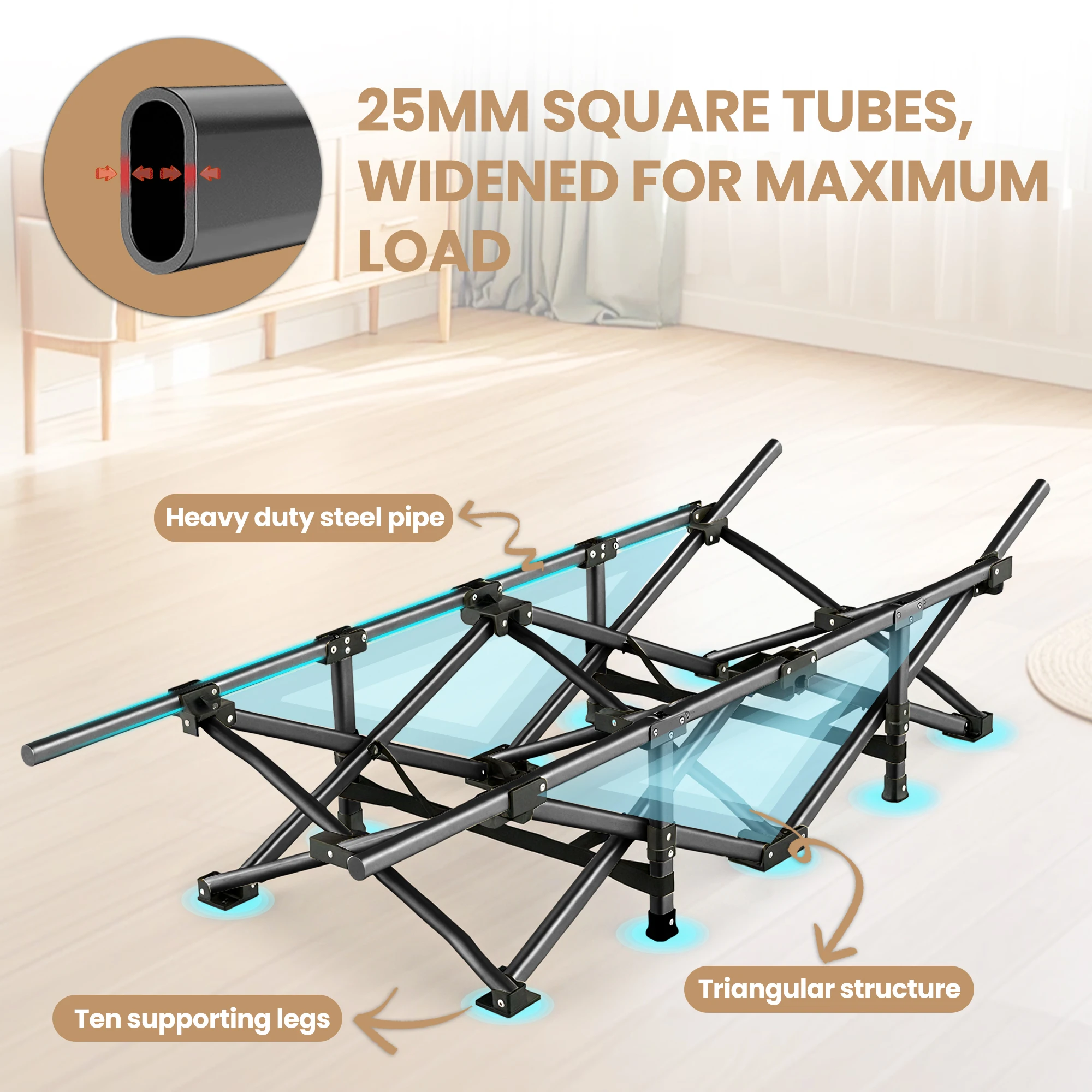 Camping Cot Sun Loungers Portable Folding Bed Outdoor Fishing Assisted Recliner For Camping Patio Pool Indoor Outdoor