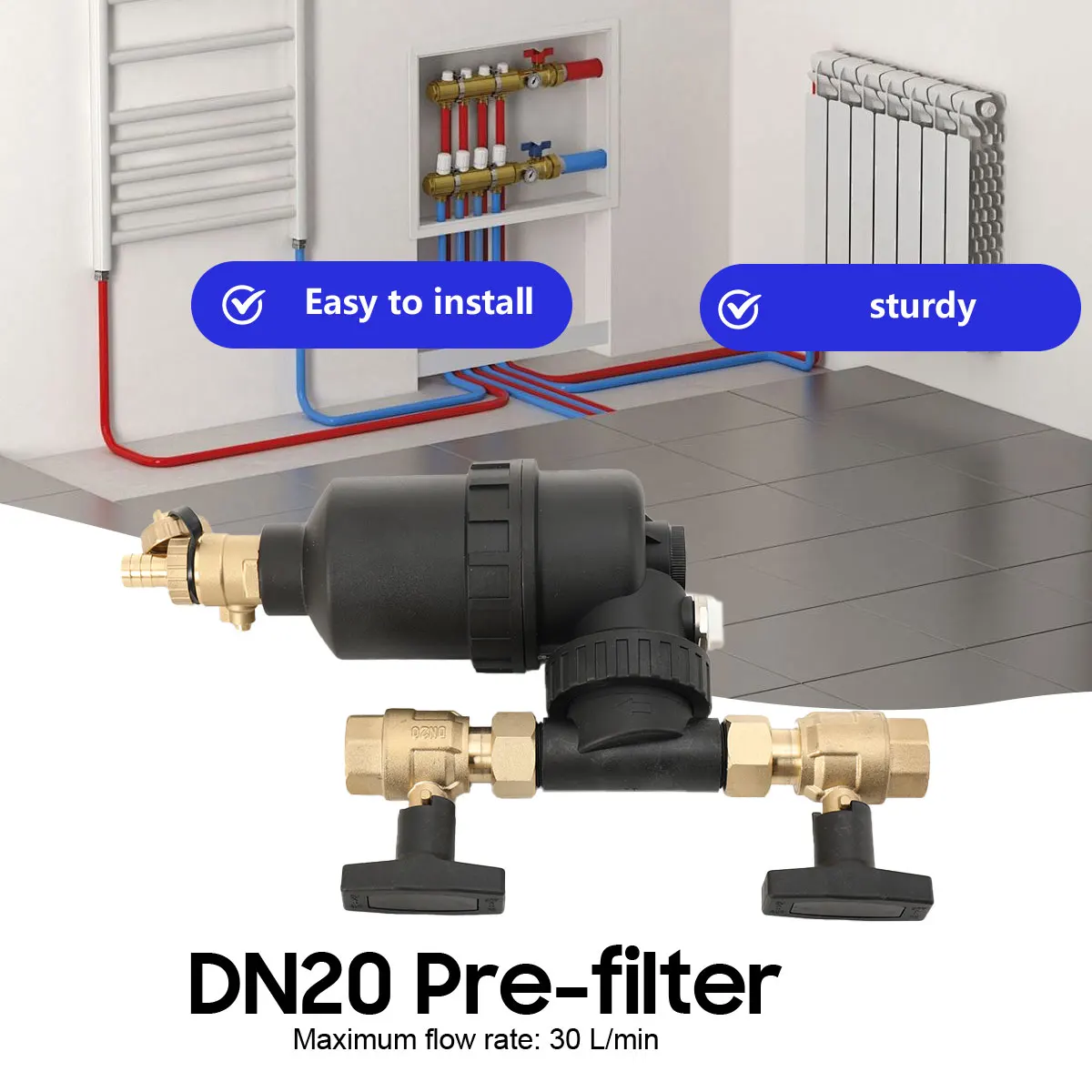 Magnetic Water Heater Filter DN20 Pre-filter Boiler Magnetic Filter For Underfloor Heating Systems