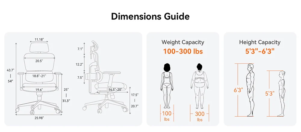 NEWTRAL NT001 Ergonomic Office Chair with Auto-Following Lumbar Support, 3 Recline Angle, Adjustable Backrest Armrest Headrest