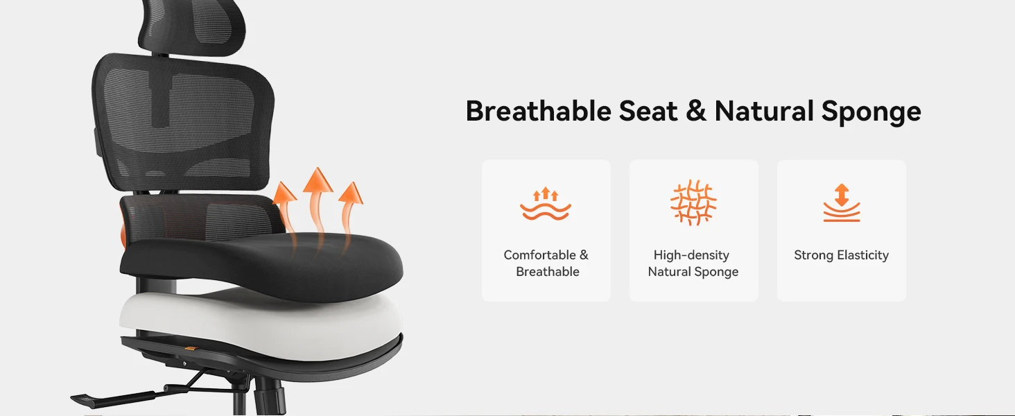 NEWTRAL NT001 Ergonomic Office Chair with Auto-Following Lumbar Support, 3 Recline Angle, Adjustable Backrest Armrest Headrest