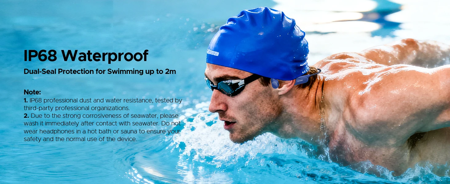 DOOGEE BoneBeat Swim Lite Bone Conduction Sports Headphones Wireless Bluetooth 5.4 Headset IP68 Waterproof With Microphone 32GB