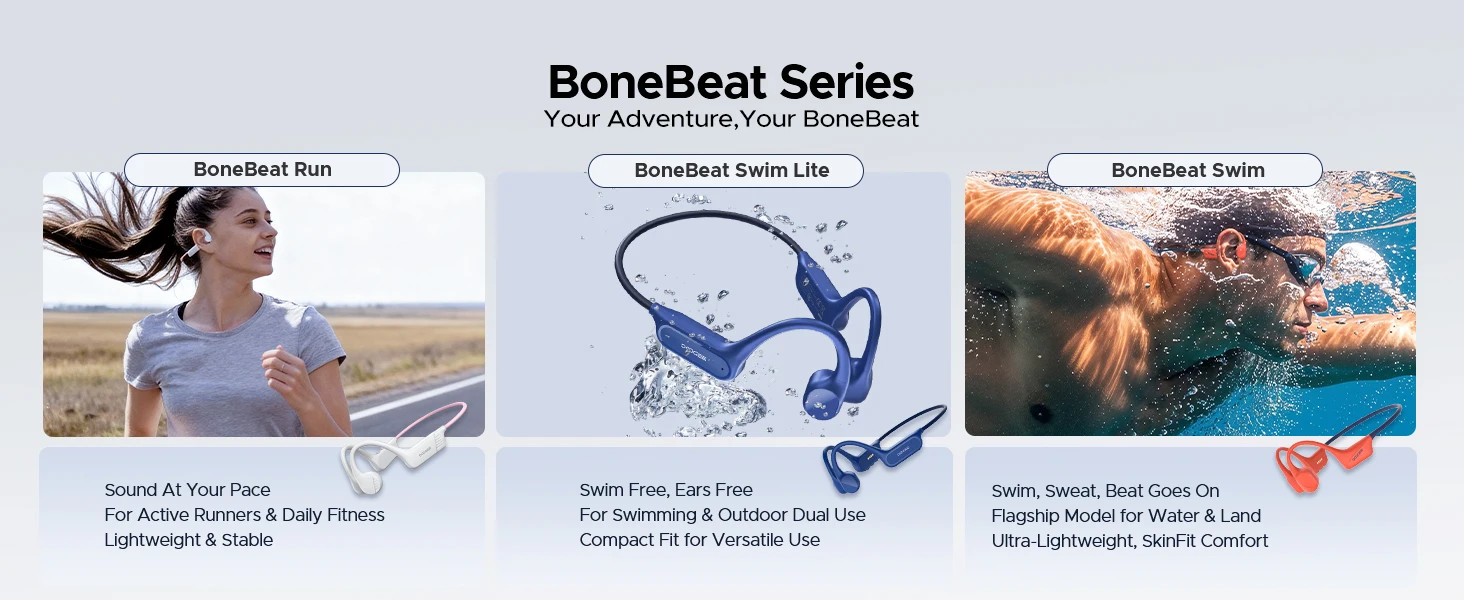 DOOGEE BoneBeat Swim Lite Bone Conduction Sports Headphones Wireless Bluetooth 5.4 Headset IP68 Waterproof With Microphone 32GB