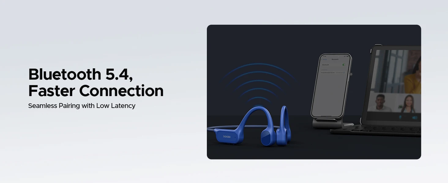 DOOGEE BoneBeat Swim Lite Bone Conduction Sports Headphones Wireless Bluetooth 5.4 Headset IP68 Waterproof With Microphone 32GB