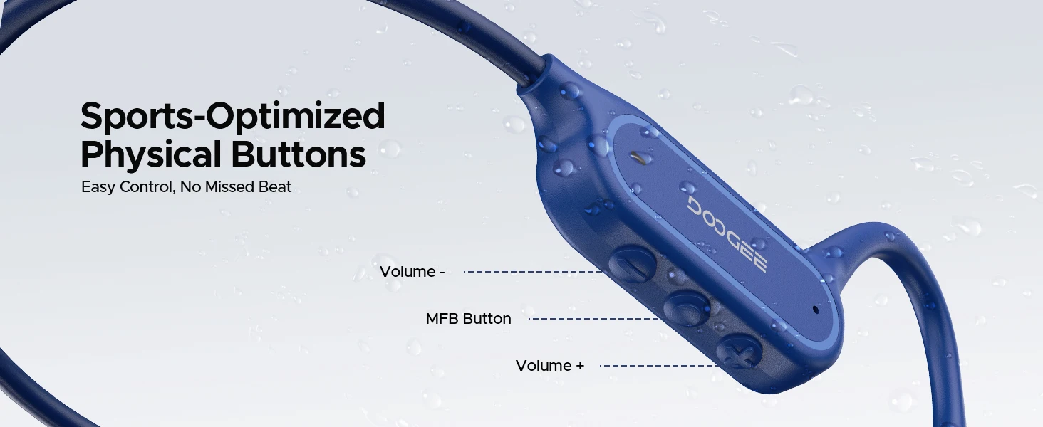 DOOGEE BoneBeat Swim Lite Bone Conduction Sports Headphones Wireless Bluetooth 5.4 Headset IP68 Waterproof With Microphone 32GB