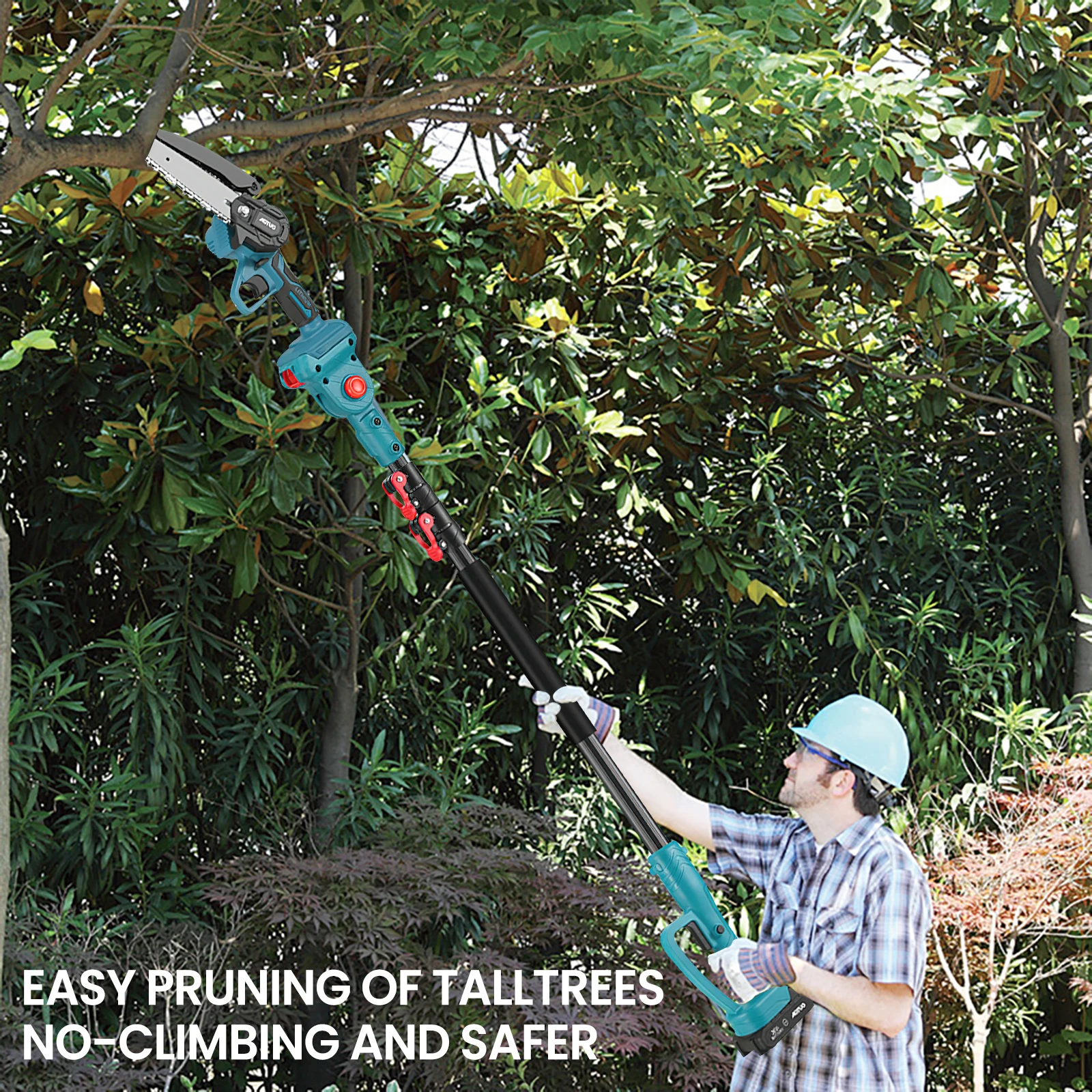 600W 6-Inch Mini Chainsaw Handheld Pole Pruner with 3-Speed Telescopic Adjustment Electric Saw for Pruning Tree Branches