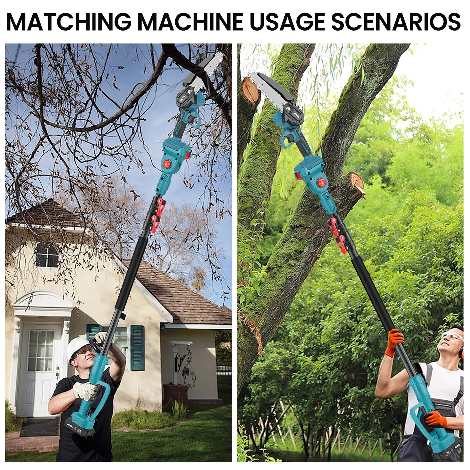 600W 6-Inch Mini Chainsaw Handheld Pole Pruner with 3-Speed Telescopic Adjustment Electric Saw for Pruning Tree Branches