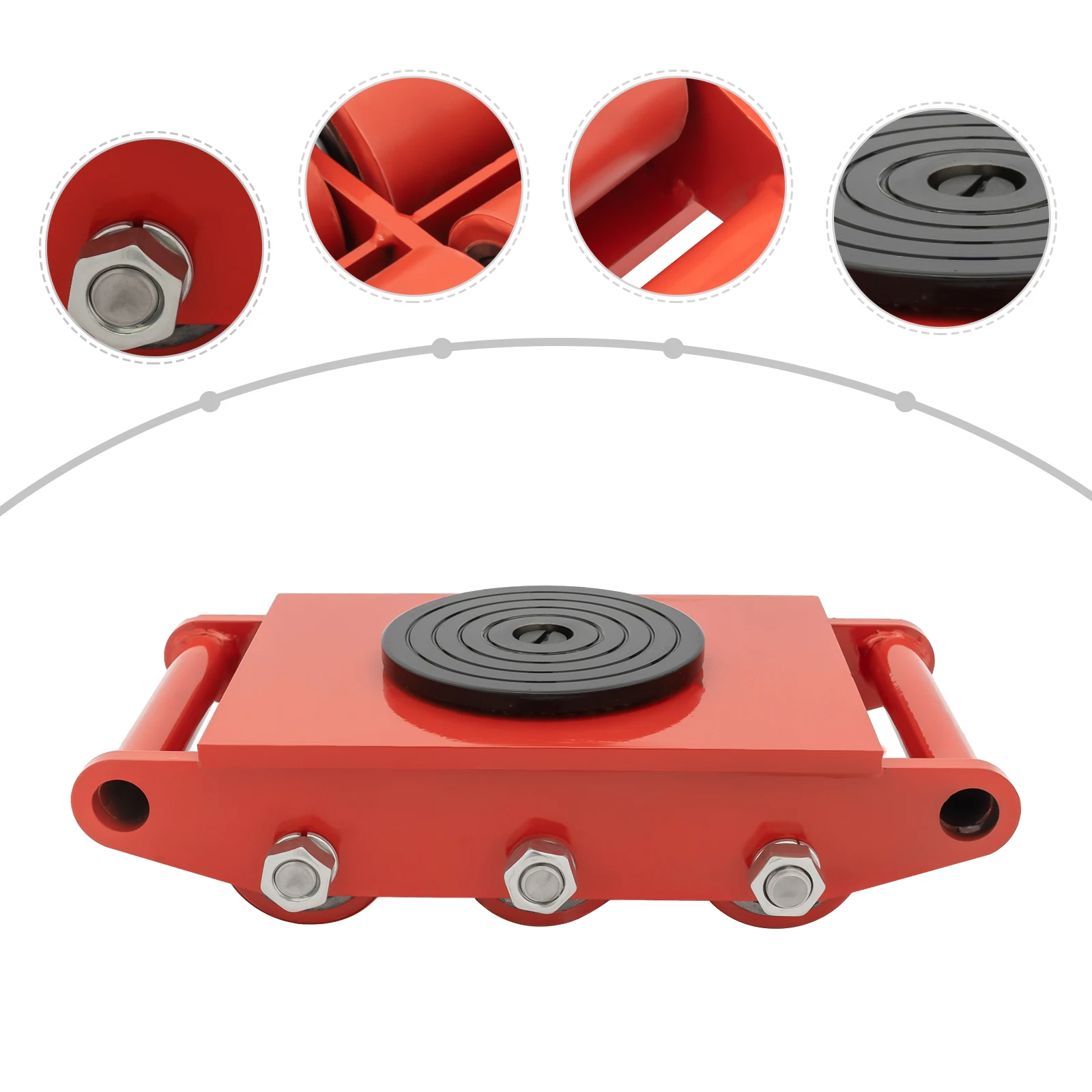 Heavy Duty Machinery Mover 8T Load 6 PU Wheels 43 Balls for 360° Rotation Steel PU Construction for Equipment Furniture Moving