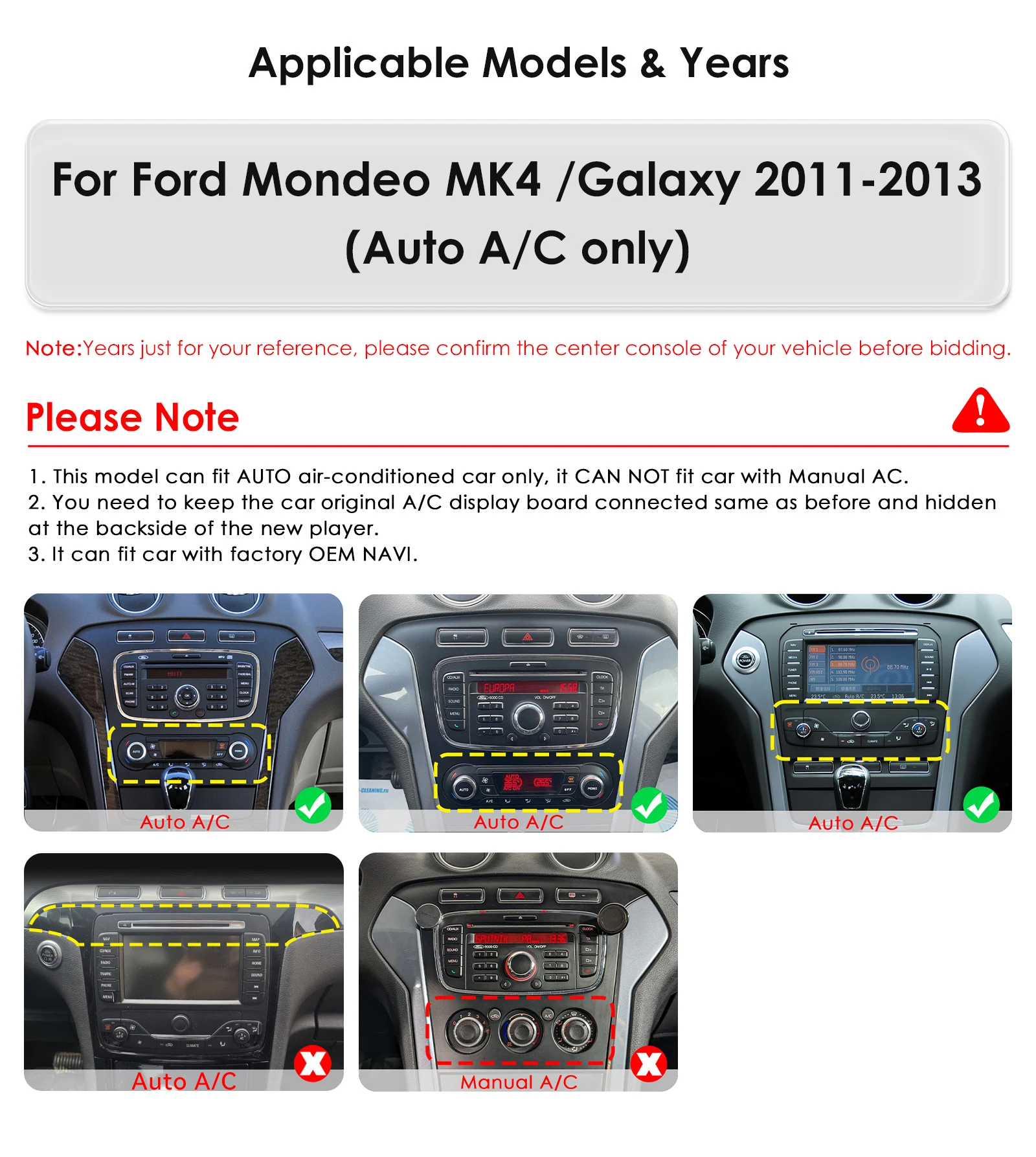 9.7 Car Radio Multimedia for Ford Mondeo MK4 Galaxy 2011-2013 Wireless Carplay Android Auto GPS 6115 Autoradio Car Stereo 360cam