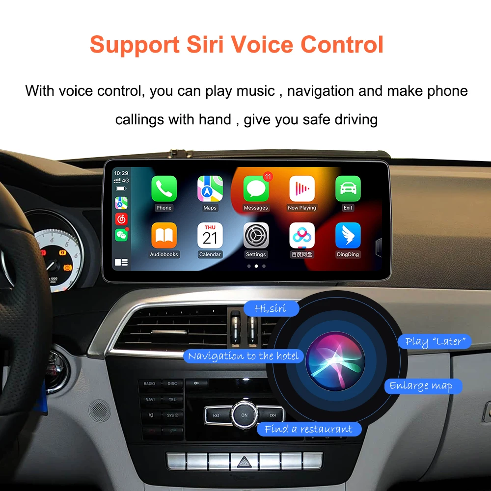 Car Multimedia system Bonroad 12,3 inches 2400*900 Android Auto thread Carplay Linux for Mercedes Benz C class W204 2011-2014 system NTG4.5