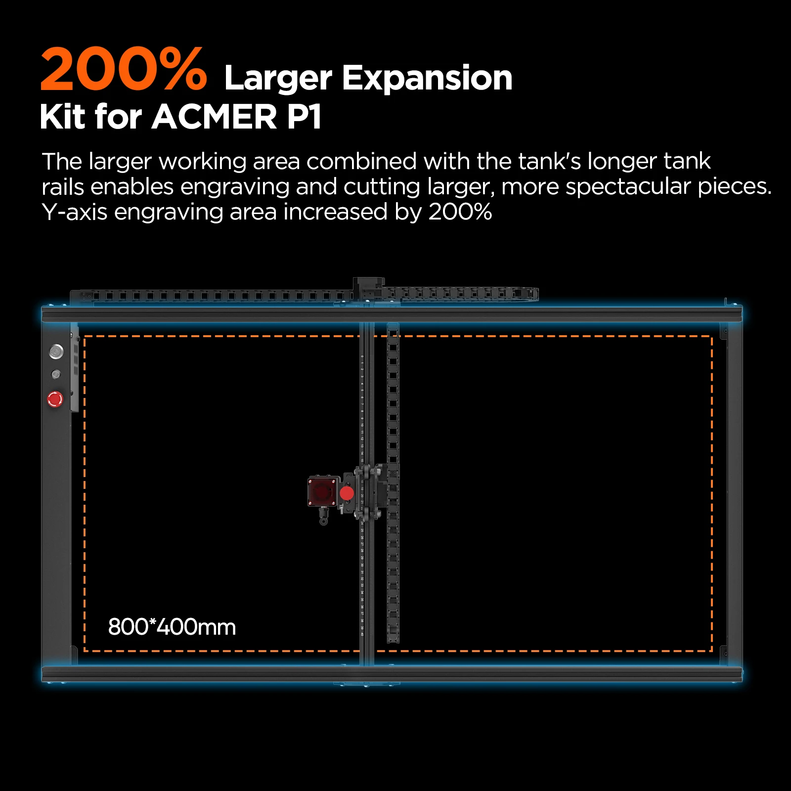 ACMER P1 L60 Laser Engraver Extended Kit Aluminum Frame Engraving Area Expansion Double For P1 Series Laser Engraving Machine