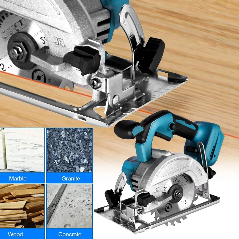 1000W 5-inch Brushless Electric Circular Saw 0-45° Adjustable Cutting Angle Suitable for Woodworking Tool Handheld Wood Saw