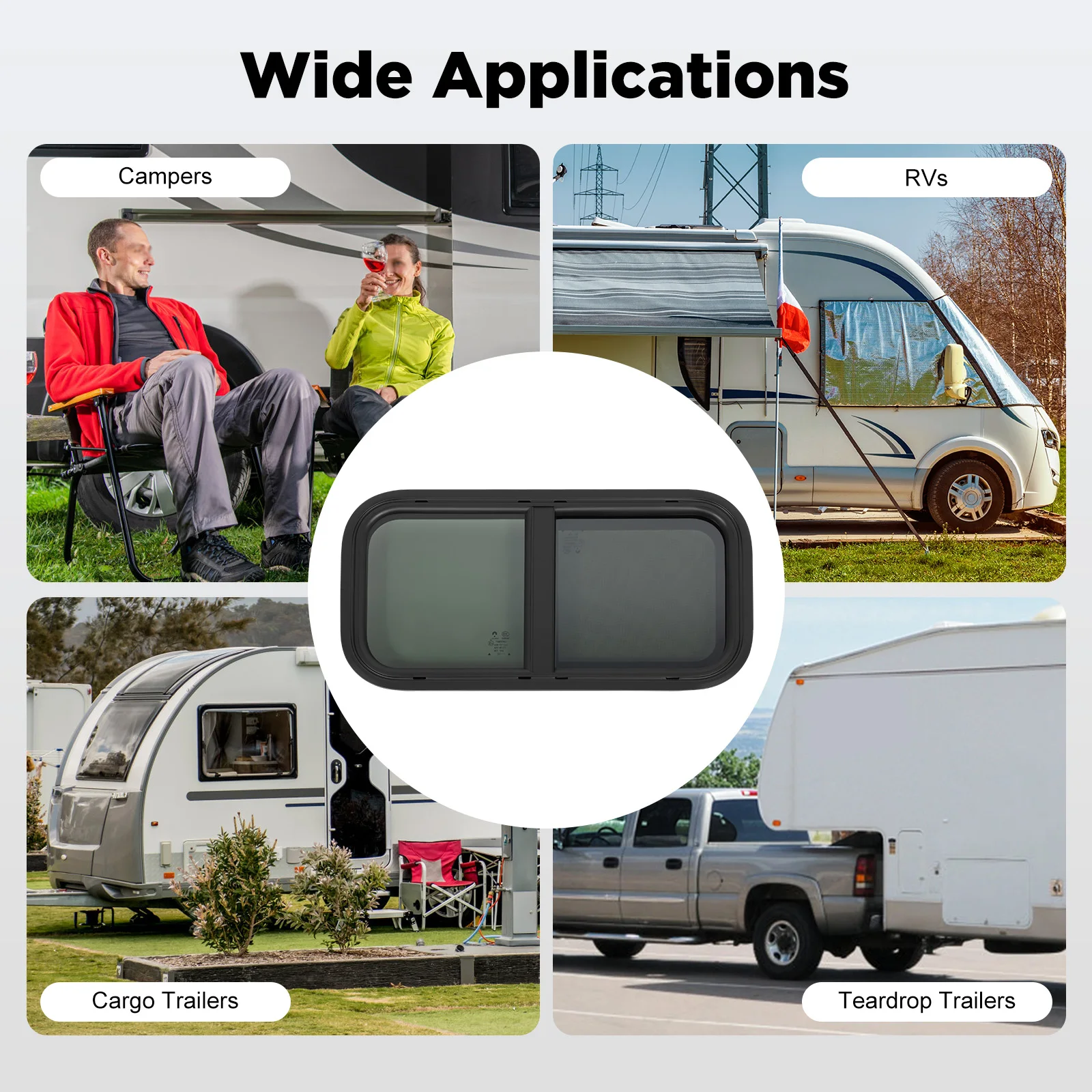 700*400mm/600*300mm RV Side Window Caravan Side Window Tinted Sliding Window Insect Screen High Privacy For RVs, Trailers Ect.