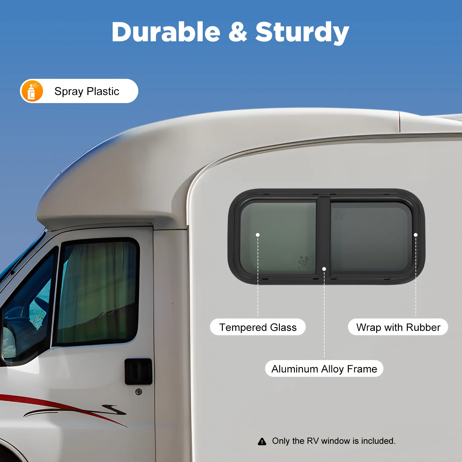 700*400mm/600*300mm RV Side Window Caravan Side Window Tinted Sliding Window Insect Screen High Privacy For RVs, Trailers Ect.