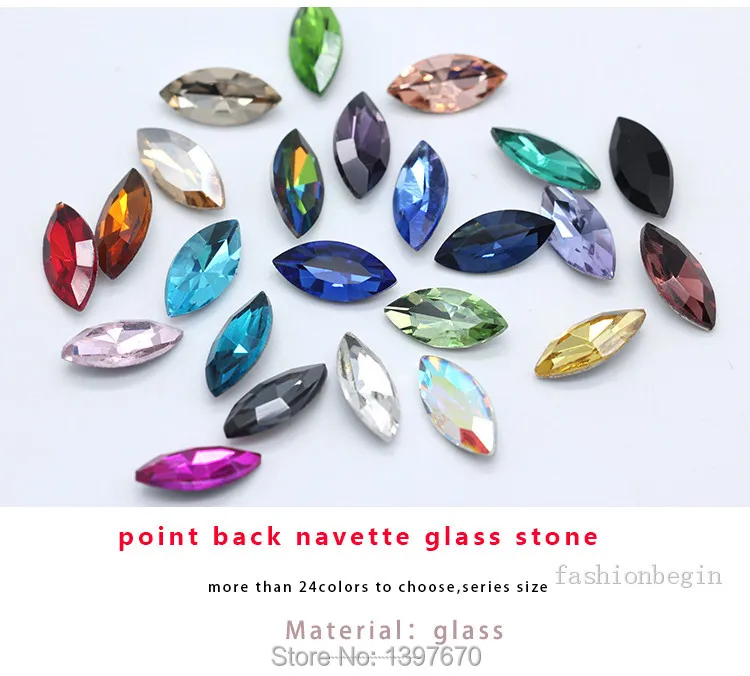 All-size 24-color horse eye Glass Crystal pointed back Rhinestones foiled fancy stons for shoes garment Headdress jewelry making