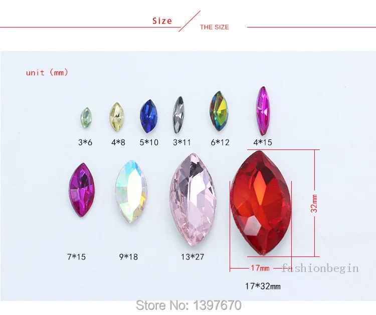 All-size 24-color horse eye Glass Crystal pointed back Rhinestones foiled fancy stons for shoes garment Headdress jewelry making