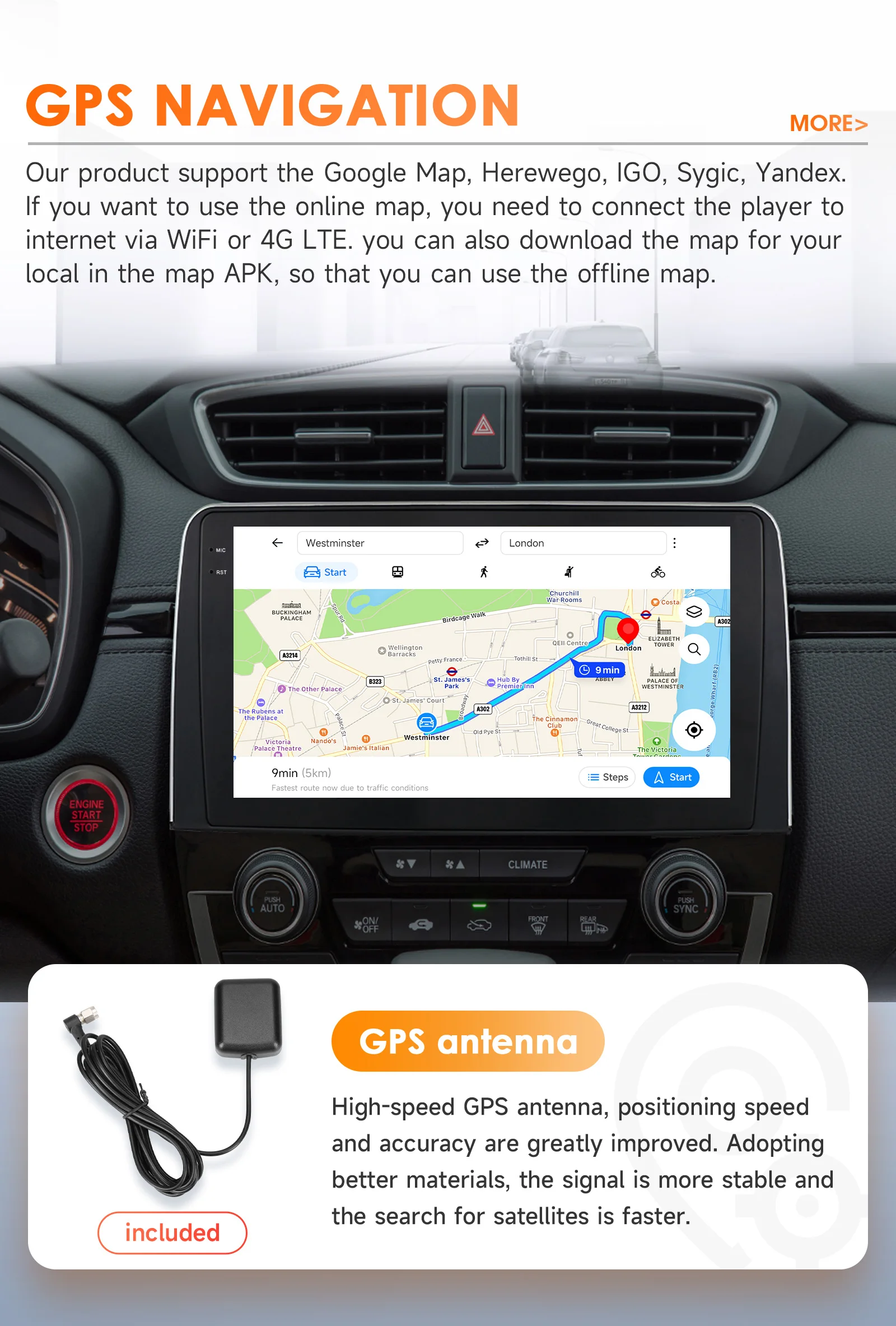 Hizpo 8Core Android Carplay Car Radio For Honda CR-V CRV 2017-2021 Multimedia Video Player 2 Din Navigation GPS Head Unit 10.1"