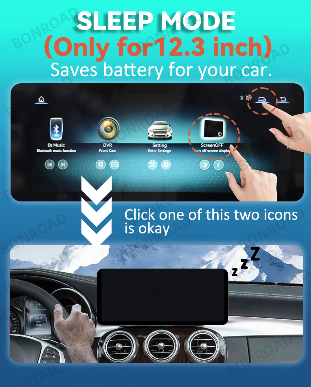 BONROAD 10.25 12.3 1920*720 2400*900 Wireless CarPlay Car Multimedia Linux Touch Screen For Mercedes Benz W205 GLC A C V Class W447 Android Auto Mirroring Airplay Autolink GPS Stereo Navigation