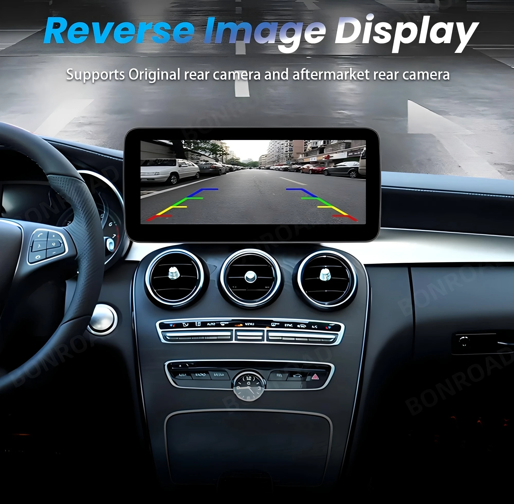 BONROAD 10.25 12.3 1920*720 2400*900 Wireless CarPlay Car Multimedia Linux Touch Screen For Mercedes Benz W205 GLC A C V Class W447 Android Auto Mirroring Airplay Autolink GPS Stereo Navigation