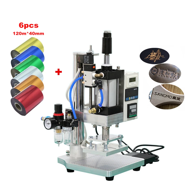 PVC Card Book Leather HS Paper Wood Custom Logo Embossing Pneumatic Hot Foil Stamping Machine Heat Press Machine Gilded Paper