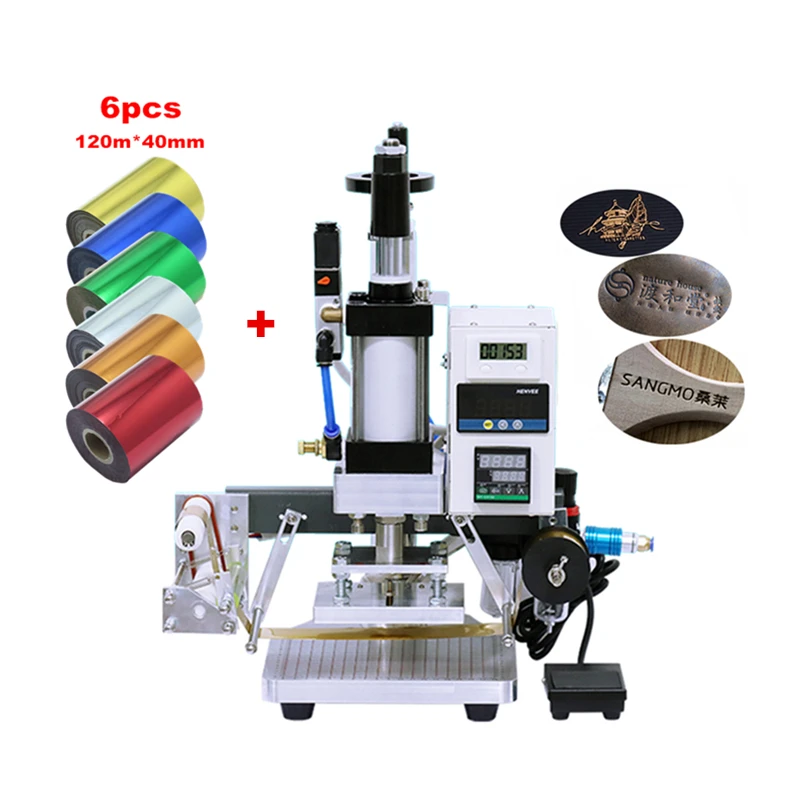 PVC Card Book Leather HS Paper Wood Custom Logo Embossing Pneumatic Hot Foil Stamping Machine Heat Press Machine Gilded Paper