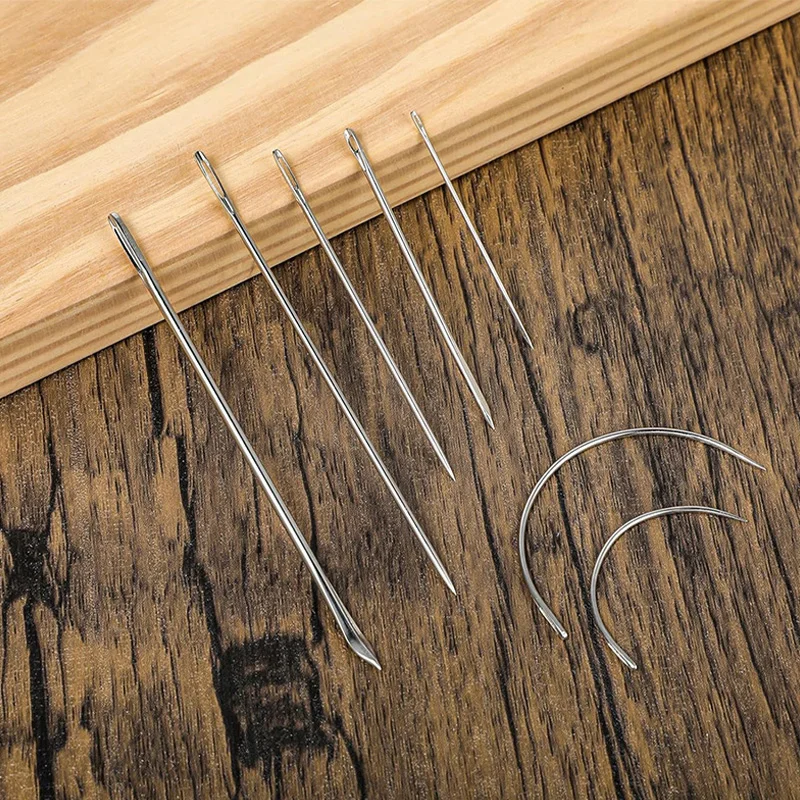 14 Pcs Heavy Duty Hand Sewing Leather Kit Needles for Hand Sewing Upholstery Needles,Curved Sewing Needles,Carpet Canvas Repair