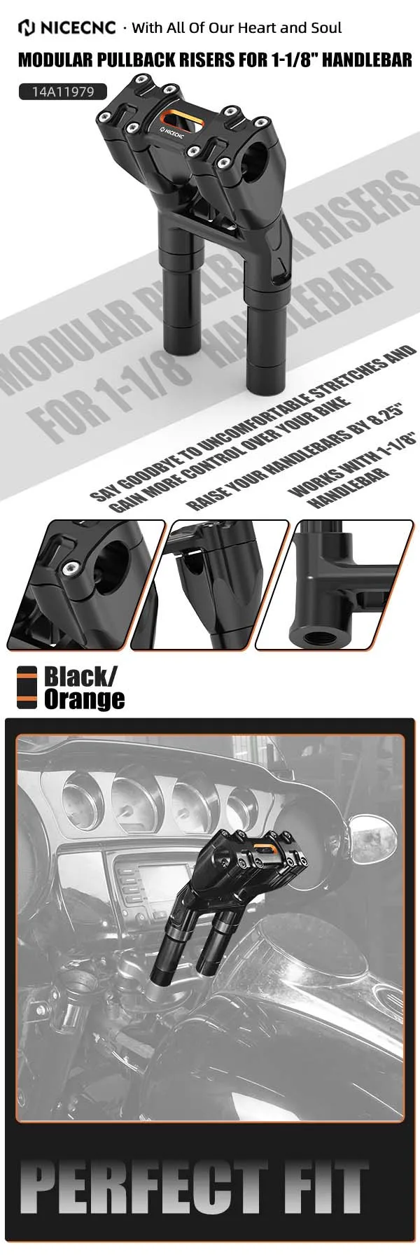 For Harley Street Glide Special FLHXS 2014-2023 Handlebar Riser 8"/7"/6"/5" For Harley Road King Electra Glide Fat boy FLSTF