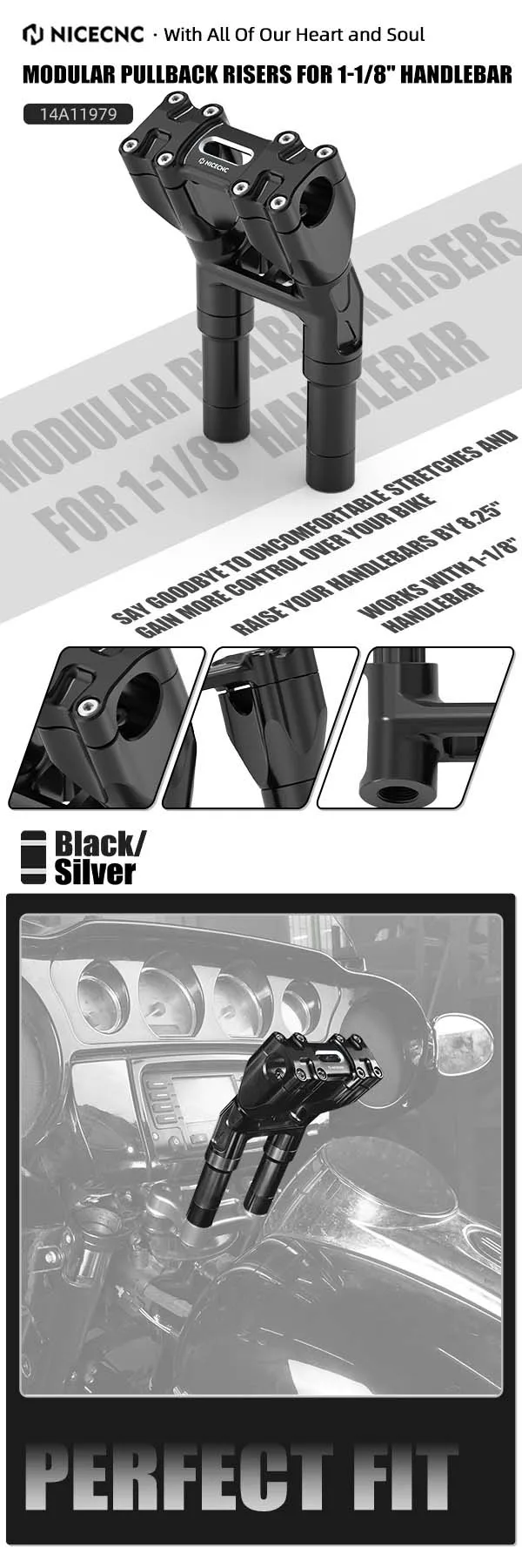 For Harley Street Glide Special FLHXS 2014-2023 Handlebar Riser 8"/7"/6"/5" For Harley Road King Electra Glide Fat boy FLSTF
