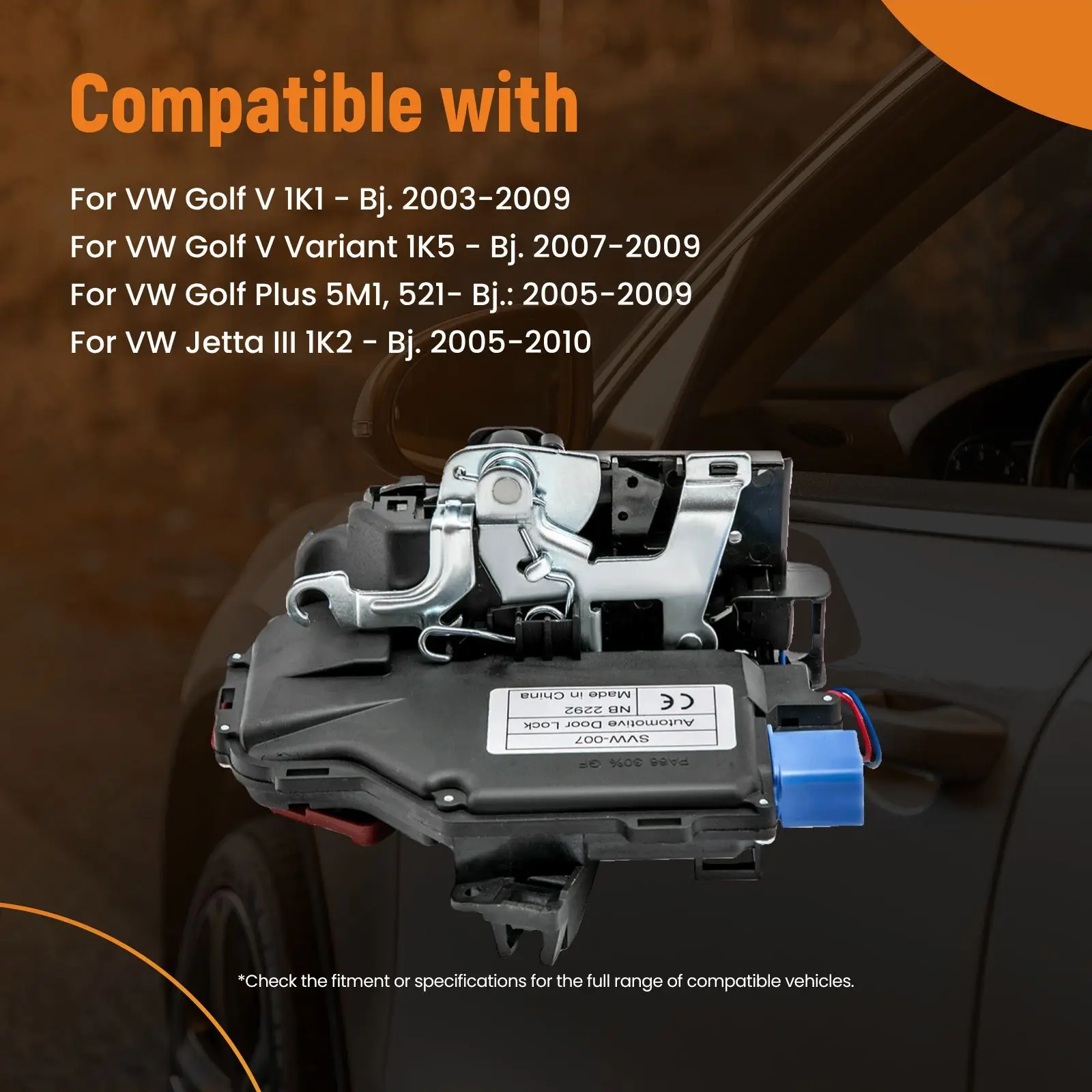 REAR LEFT PASSENGER SIDE DOOR LOCK Actuator For VW GOLF MK5 V 03-09 7 PINS