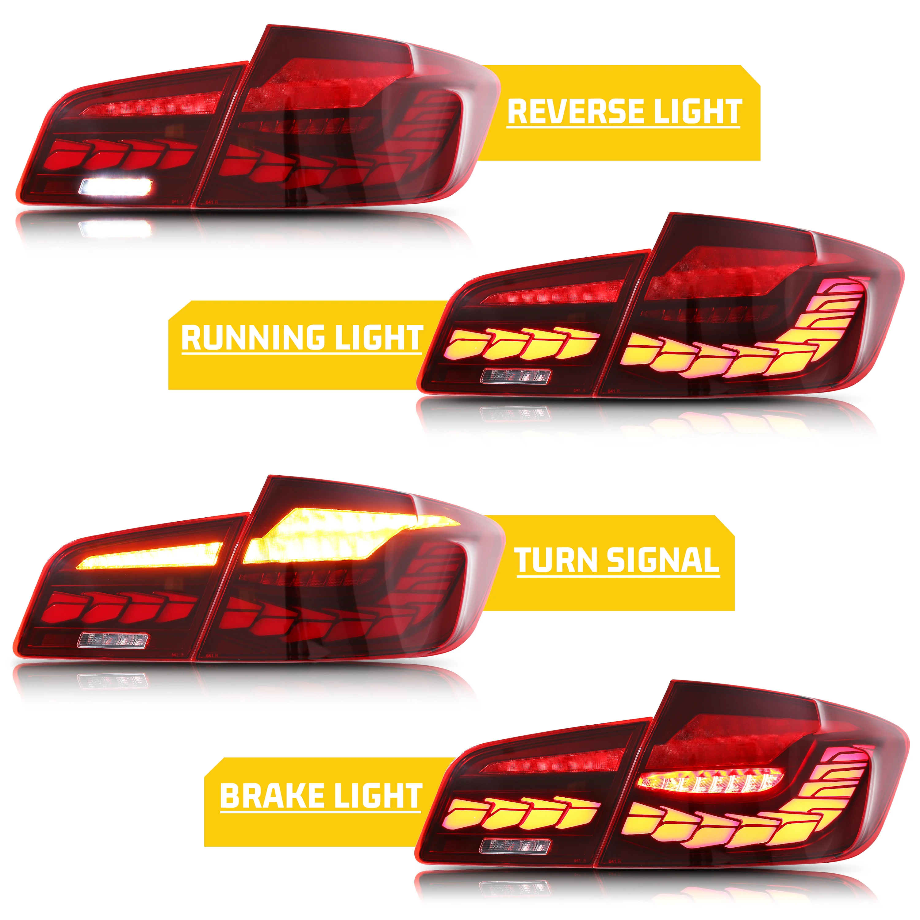 LED Tail Lights for BMW 5-Series 2009-2016 F10 M5 Dynamic Animation Sequential Turn Signal Red Rear Lamps Assembly [Not Fit F11]