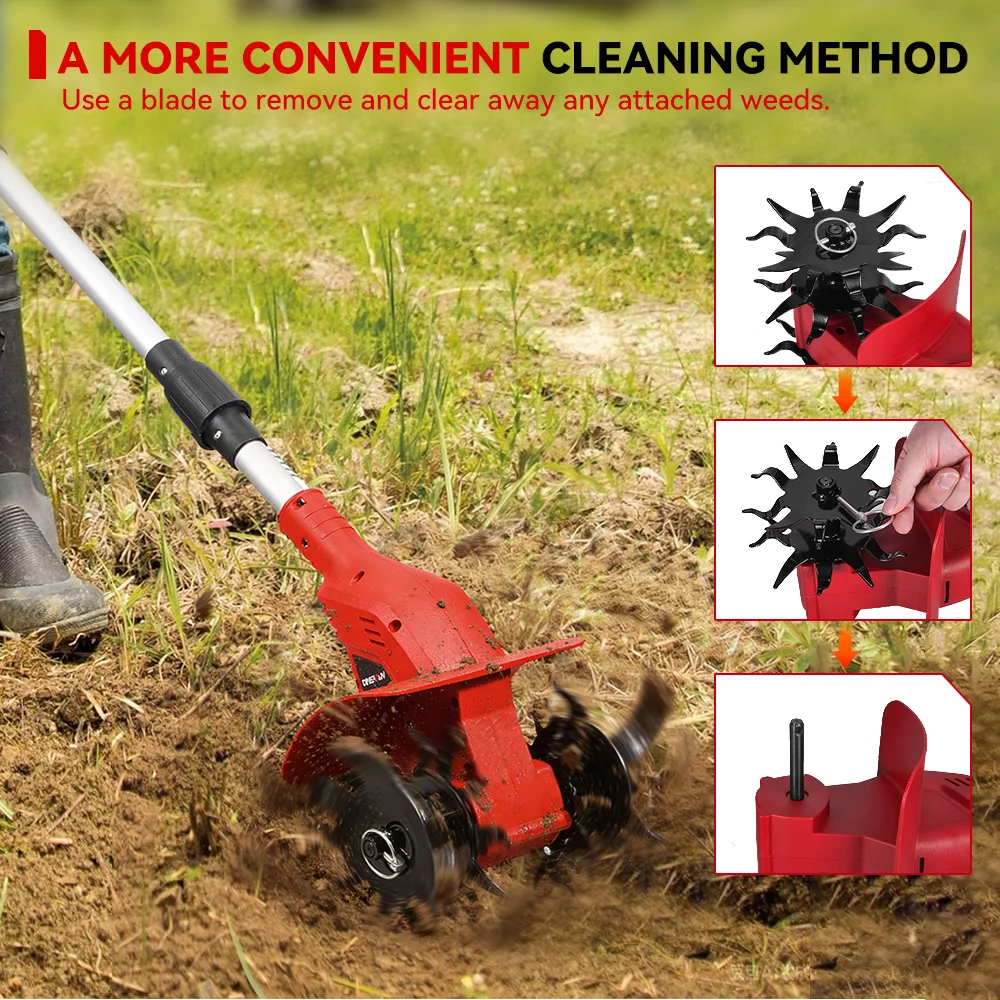 ONEVAN Brushless Electric Tiller Cultivator Lawn Mower Rototiller Cordless Scarifier Garden Tool For Makita 18V Battery Pin