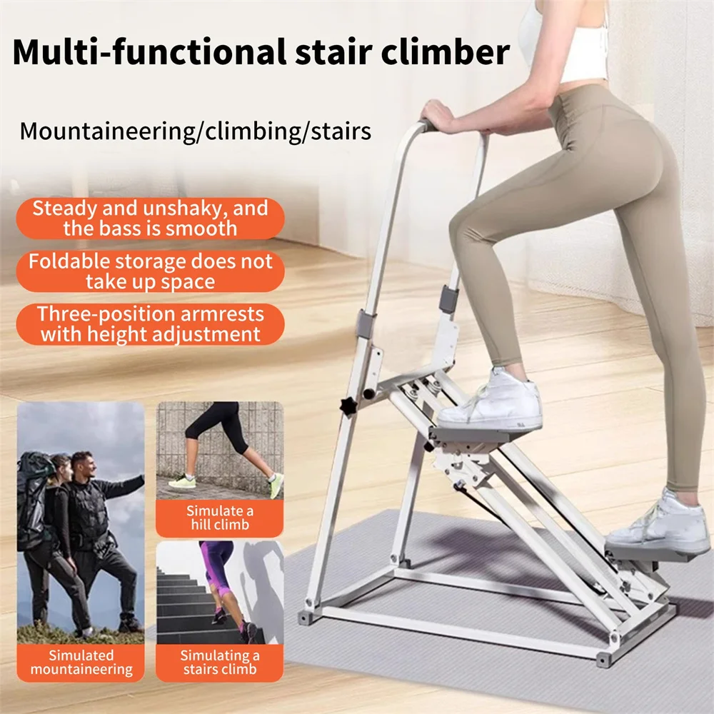 Foldable Stair Cardio Stepper Full-Body Workout Home Gym Exercise Vertical Climber Machine With Handlebars & Foot Pads