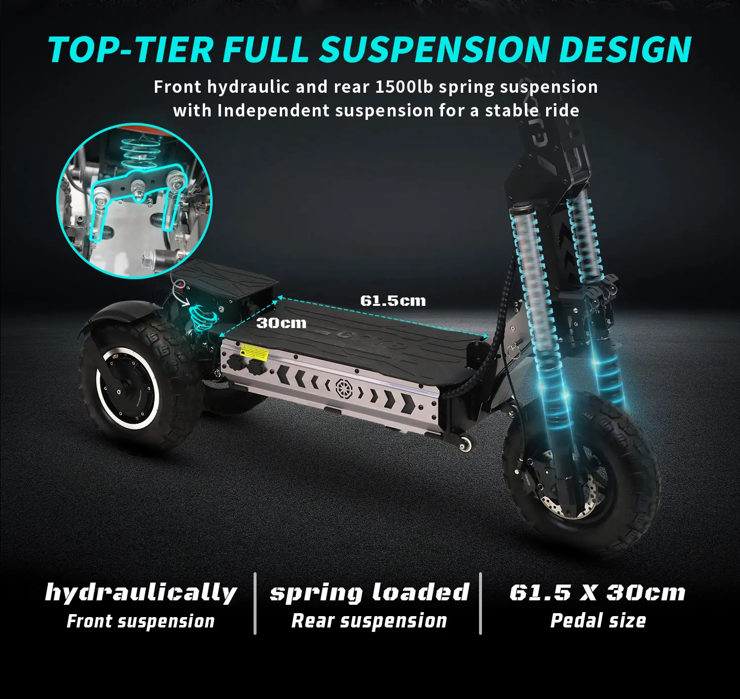 OOTD T30 3200W Dual Motor Electric Scooter, 13" Fat Tires for All Terrain, 60V31.2Ah Battery with NFC Unlock