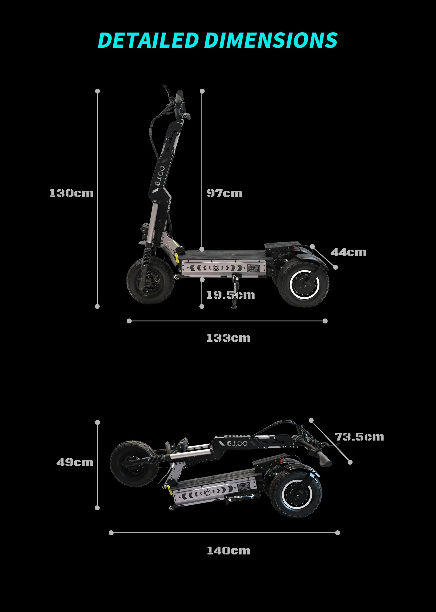 OOTD T30 3200W Dual Motor Electric Scooter, 13" Fat Tires for All Terrain, 60V31.2Ah Battery with NFC Unlock