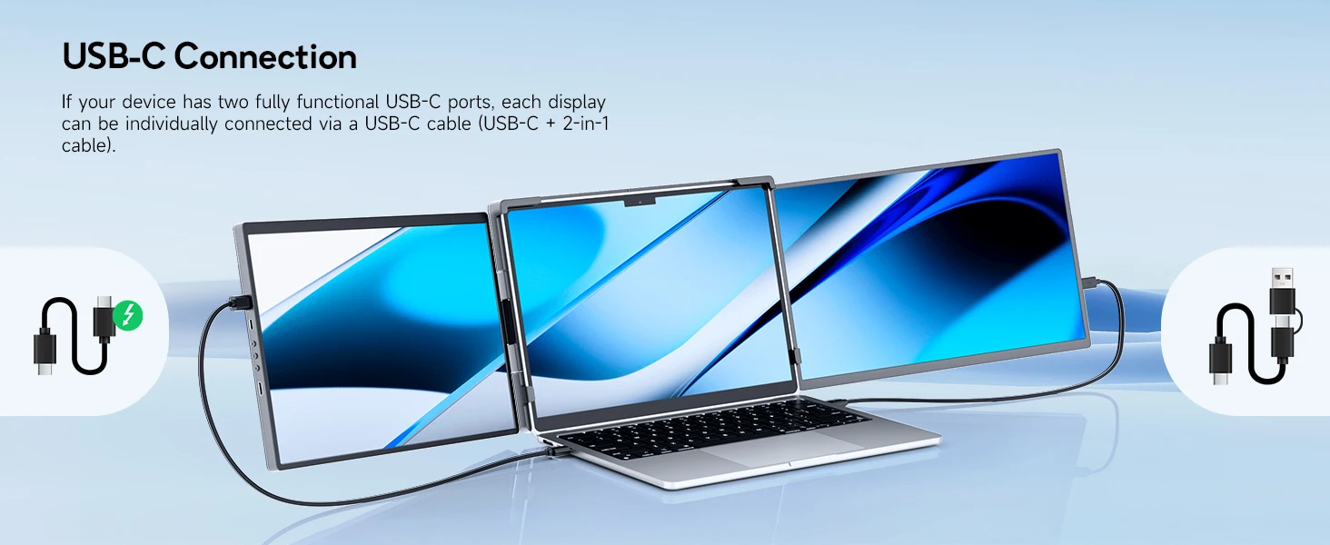 Dopesplay 14.1 inch Dual Screen Extender FHD 1200P IPS Portable Monitor Plug & Play Second Display For Laptop Mac Travel Work